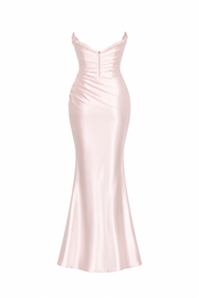 Blush Satin Mermaid Dress - Elegant Sculpted Evening Silhouette
