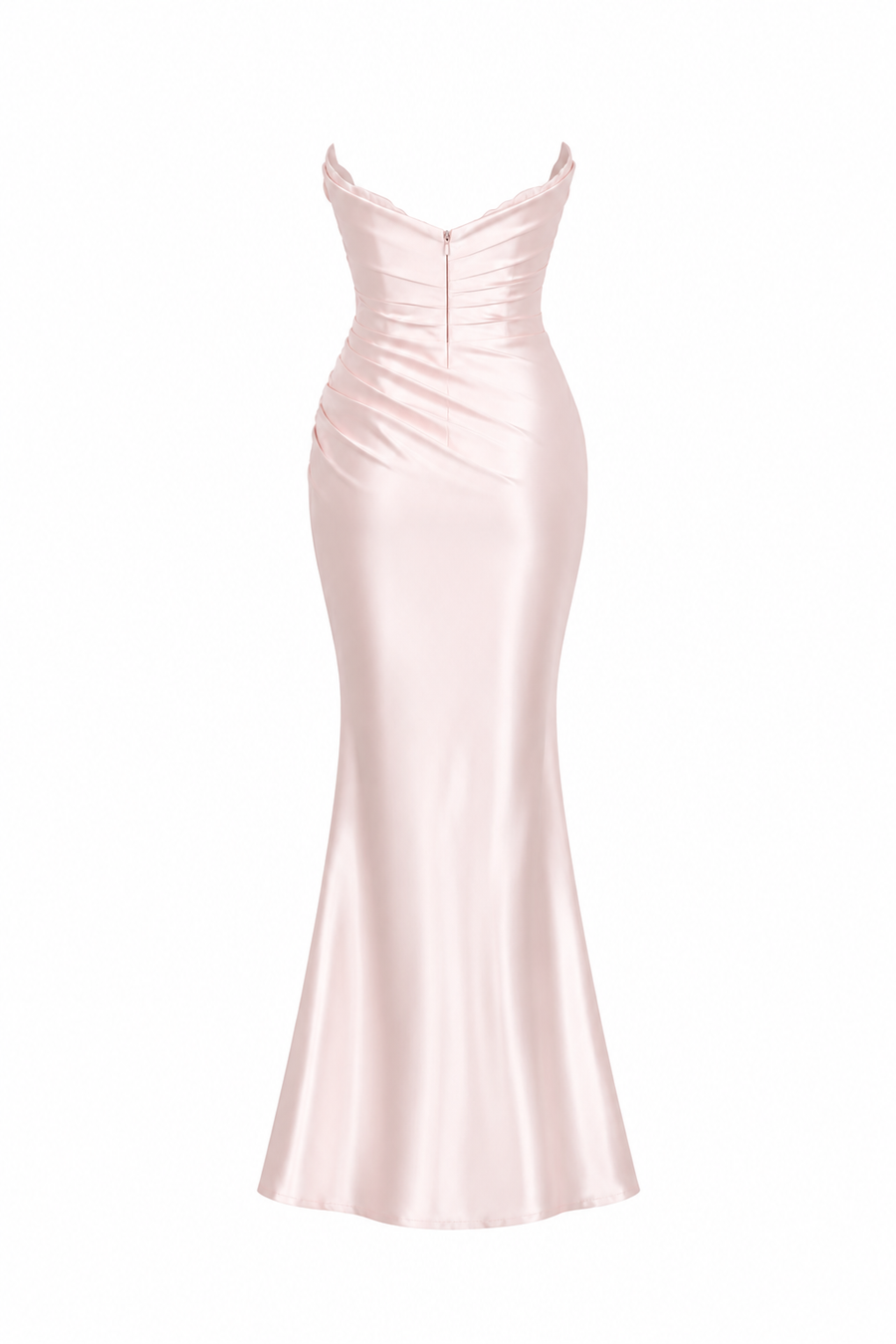 Blush Satin Mermaid Dress - Elegant Sculpted Evening Silhouette