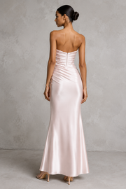 Blush Satin Mermaid Dress - Elegant Sculpted Evening Silhouette