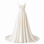 Ethereal Open-Back Satin Bridal Gown - Minimalist Couture Elegance
