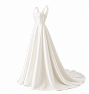 Ethereal Open-Back Satin Bridal Gown - Minimalist Couture Elegance