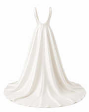 Ethereal Open-Back Satin Bridal Gown - Minimalist Couture Elegance