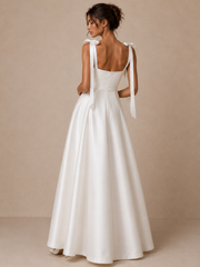 Midnight Ribbon Couture Gown - Elegant Satin Black Evening Dress