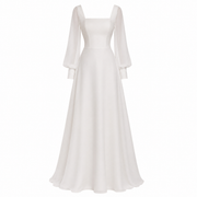 Celestia Whisper Bridal Gown - Minimalist Flowing Long Sleeve Wedding Dress