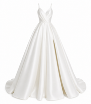 Celestial Satin Bridal Gown - Minimalist Open-Back Wedding Dress