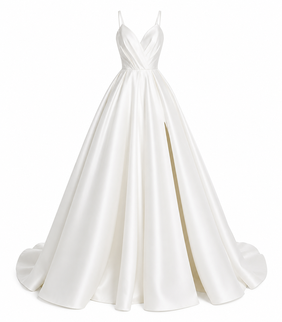 Celestial Satin Bridal Gown - Minimalist Open-Back Wedding Dress