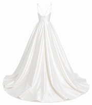 Celestial Satin Bridal Gown - Minimalist Open-Back Wedding Dress