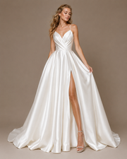 Celestial Satin Bridal Gown - Minimalist Open-Back Wedding Dress