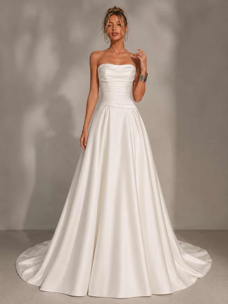 Whisper of Ivory – Sculpted Satin Bridal Gown