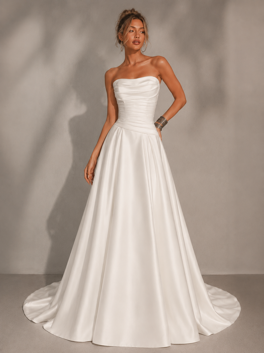 Whisper of Ivory – Sculpted Satin Bridal Gown