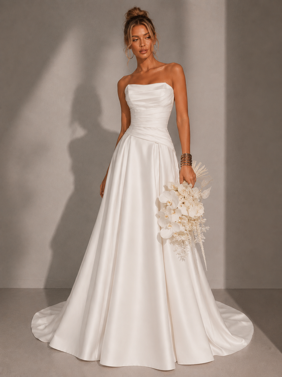 Whisper of Ivory – Sculpted Satin Bridal Gown