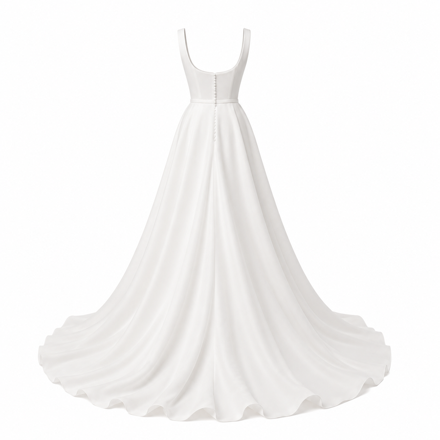 Étoile Lumière Bridal Gown - Minimalist Satin Bodice Chiffon Wedding Dress