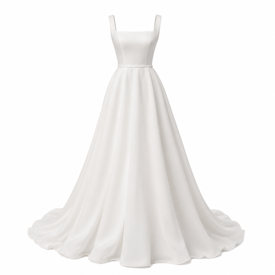 Étoile Lumière Bridal Gown - Minimalist Satin Bodice Chiffon Wedding Dress