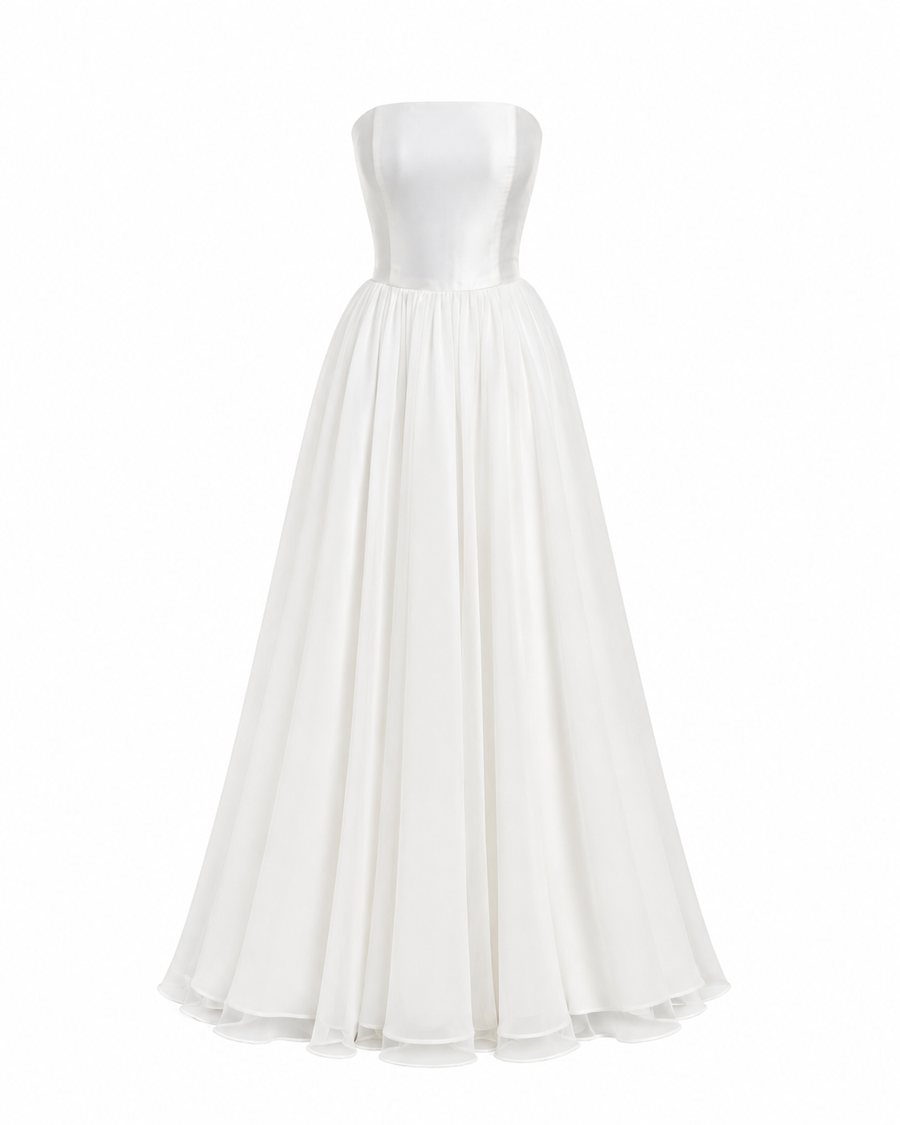 Celestia Whisper Backless Bridal Gown - Floating Chiffon Corset Wedding Dress