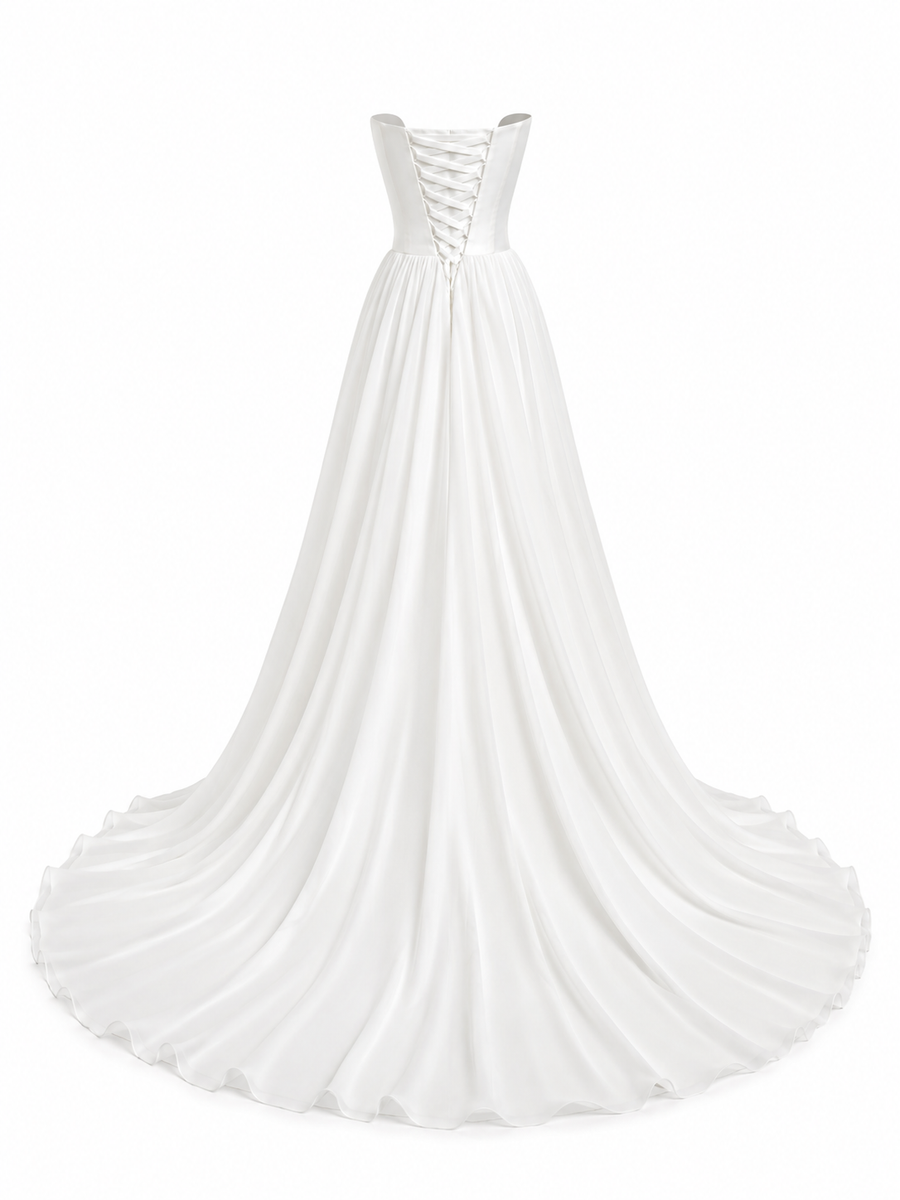 Celestia Whisper Backless Bridal Gown - Floating Chiffon Corset Wedding Dress