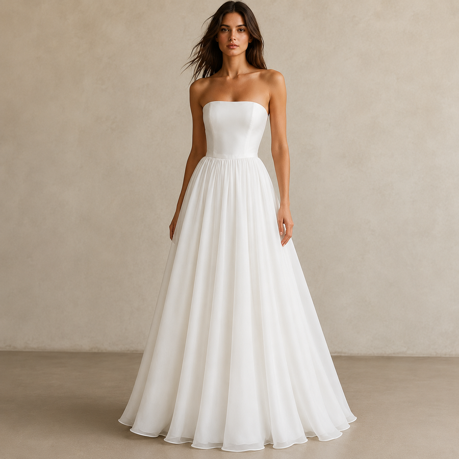 Celestia Whisper Backless Bridal Gown - Floating Chiffon Corset Wedding Dress