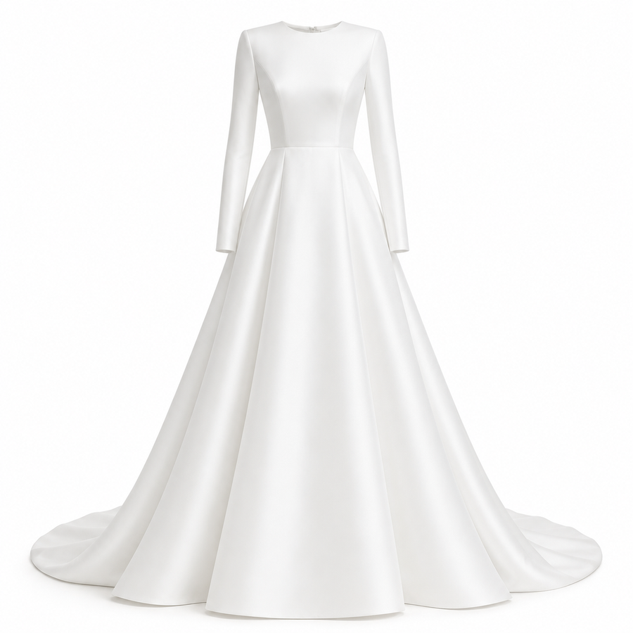 Celestial Duchess Satin Bridal Gown - Sculpted Illusion Back Couture Wedding Dress