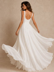 Étoile Lumière Bridal Gown - Minimalist Satin Bodice Chiffon Wedding Dress