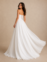Celestia Whisper Backless Bridal Gown - Floating Chiffon Corset Wedding Dress