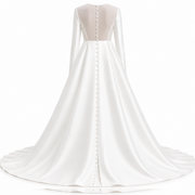 Celestial Duchess Satin Bridal Gown - Sculpted Illusion Back Couture Wedding Dress