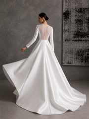 Celestial Duchess Satin Bridal Gown - Sculpted Illusion Back Couture Wedding Dress