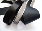 Elegant Charcoal & Black Ribbon Trio Set – Luxury Grosgrain Satin & Woven Decorative Ribbon Bundle