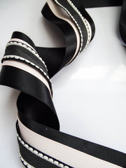 Elegant Black & Blush Pink Ribbon Trio Set – Luxury Satin, Grosgrain & Lace Decorative Ribbon Bundle