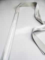 Elegant Silver & White Ribbon Trio Set – Luxury Satin & Woven Decorative Ribbon Bundle for Fashion & Gift Styling