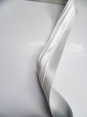 Elegant Silver & White Ribbon Trio Set – Luxury Satin & Woven Decorative Ribbon Bundle for Fashion & Gift Styling