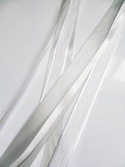 Elegant Silver & White Ribbon Trio Set – Luxury Satin & Woven Decorative Ribbon Bundle for Fashion & Gift Styling