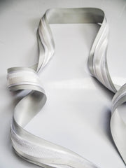 Elegant Silver & White Ribbon Trio Set – Luxury Satin & Woven Decorative Ribbon Bundle for Fashion & Gift Styling