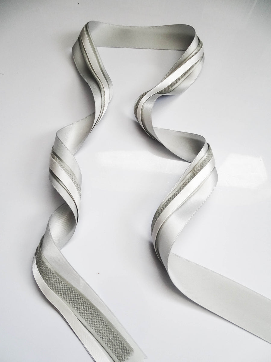 Elegant Silver & Grey Ribbon Trio Set – Luxury Satin & Woven Decorative Ribbon Bundle for Fashion & Gift Styling