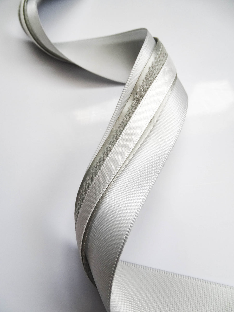 Elegant Silver & Grey Ribbon Trio Set – Luxury Satin & Woven Decorative Ribbon Bundle for Fashion & Gift Styling