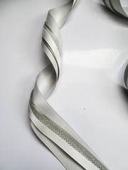 Elegant Silver & Grey Ribbon Trio Set – Luxury Satin & Woven Decorative Ribbon Bundle for Fashion & Gift Styling