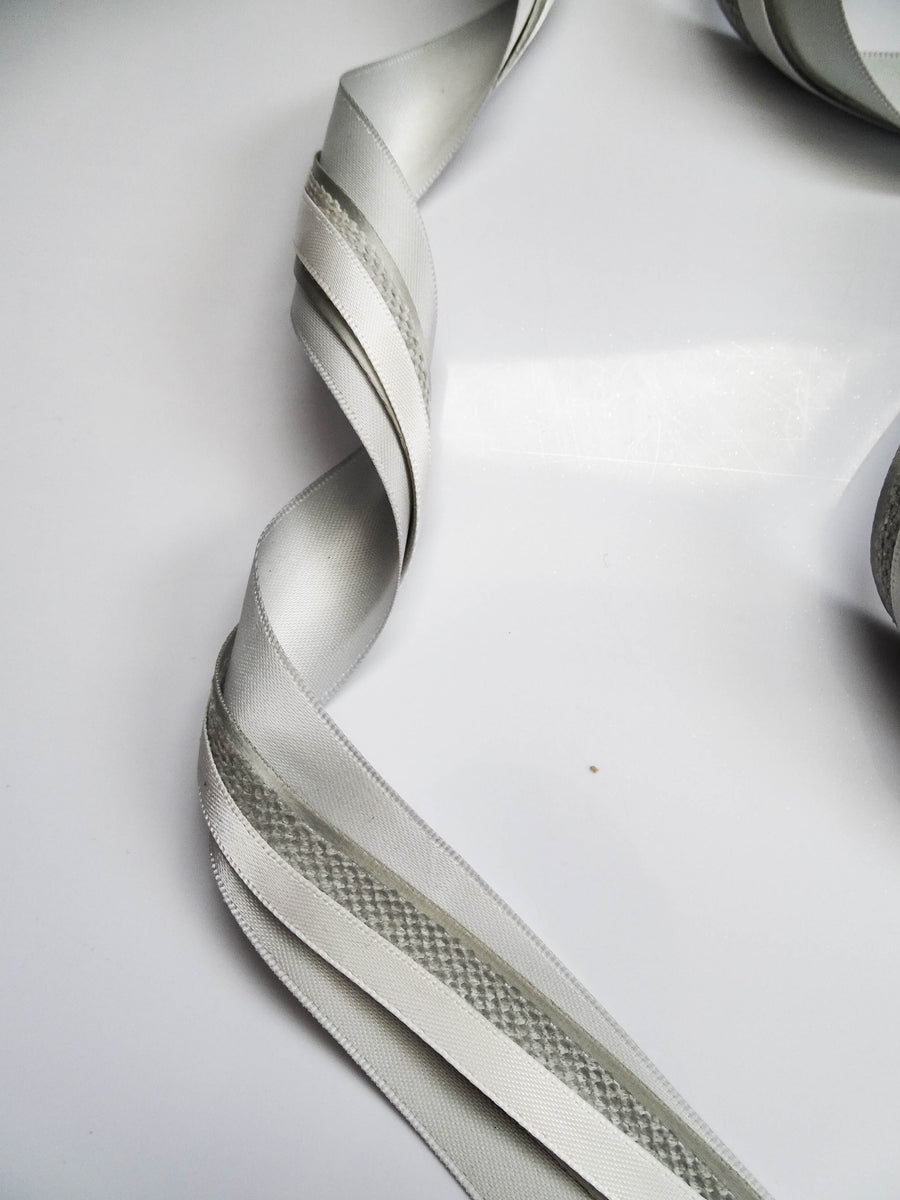 Elegant Silver & Grey Ribbon Trio Set – Luxury Satin & Woven Decorative Ribbon Bundle for Fashion & Gift Styling