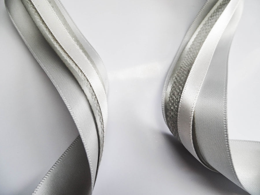 Elegant Silver & Grey Ribbon Trio Set – Luxury Satin & Woven Decorative Ribbon Bundle for Fashion & Gift Styling
