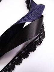 Elegant Silver Navy & Black Ribbon Trio Set – Luxury Woven Satin & Lace Decorative Ribbon Bundle