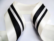Elegant Cream Yellow & Black Lace Satin Ribbon Trio Set – Luxury Decorative Ribbon Bundle for Fashion & Gift Styling