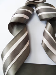 Elegant Charcoal & Cream Ribbon Trio Set – Luxury Satin & Cotton Decorative Ribbon Bundle for Fashion & Gift Styling