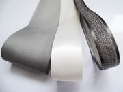 Elegant Grey & Cream Ribbon Trio Set – Luxury Grosgrain, Satin & Woven Decorative Ribbon Bundle for Fashion & Gift Styling