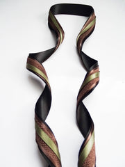Elegant Black, Coffee & Green Ribbon Trio Set – Luxury Satin & Fine Woven Decorative Ribbon Bundle for Fashion & Gift Styling