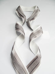 Elegant Cream & Grey Ribbon Trio Set – Luxury Satin & Woven Decorative Ribbon Bundle for Fashion, Gift Wrapping & Event Styling