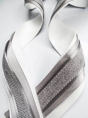 Elegant Cream & Grey Ribbon Trio Set – Luxury Satin & Woven Decorative Ribbon Bundle for Fashion, Gift Wrapping & Event Styling