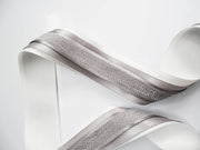 Elegant Cream & Grey Ribbon Trio Set – Luxury Satin & Woven Decorative Ribbon Bundle for Fashion, Gift Wrapping & Event Styling