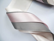 Elegant Cream, Grey & Pink Satin Ribbon Trio Set – Luxury Decorative Ribbon Bundle for Fashion & Gift Styling