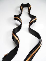 Elegant Black & Gold Ribbon Trio Set – Luxury Satin, Grosgrain & Metallic Decorative Ribbon Bundle for Fashion & Gift Styling