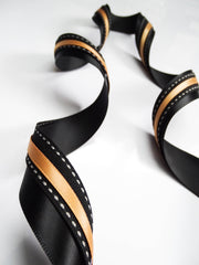 Elegant Black & Gold Ribbon Trio Set – Luxury Satin, Grosgrain & Metallic Decorative Ribbon Bundle for Fashion & Gift Styling