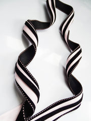 Elegant Black Velvet & Pink Satin Ribbon Trio Set – Luxury Lace Trim Decorative Ribbon Bundle for Fashion & Gift Styling