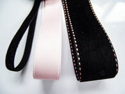 Elegant Black Velvet & Pink Satin Ribbon Trio Set – Luxury Lace Trim Decorative Ribbon Bundle for Fashion & Gift Styling