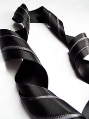Elegant Black & Charcoal Ribbon Trio Set – Luxury Satin & Woven Decorative Ribbon Bundle for Fashion, Gift Wrapping & Event Styling